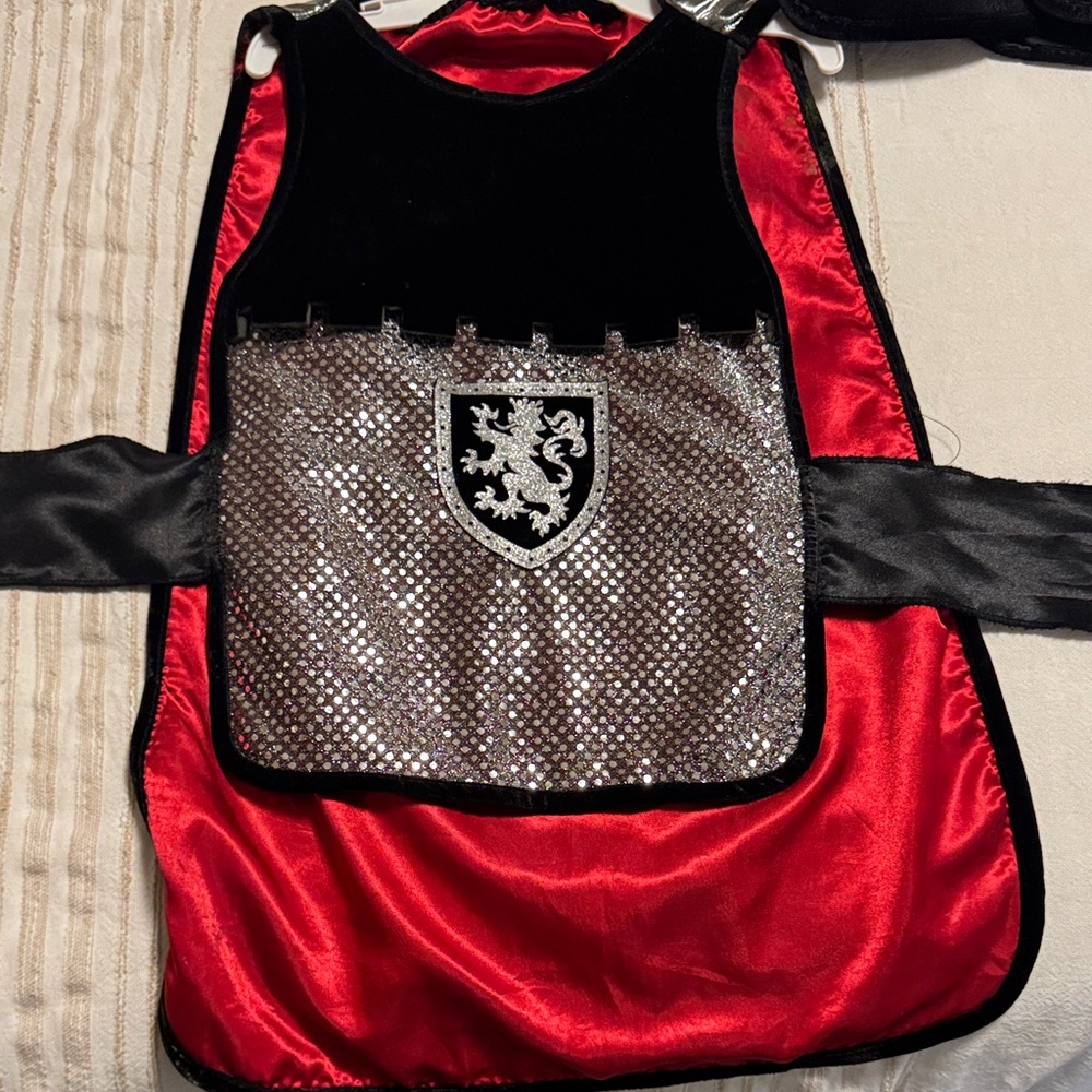 Kids Knight Costume with Silver and Red Accents
